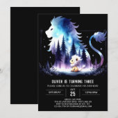 Adortable Fantasy Lion Birthday Einladung (Vorne/Hinten)