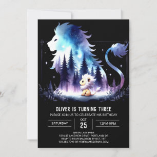 Adortable Fantasy Lion Birthday Einladung