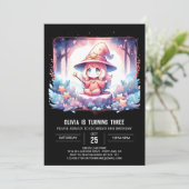 Adortable Fantasy Wizard Geburtstag Einladung (Stehend Vorderseite)