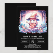 Adortable Fantasy Wizard Geburtstag Einladung (Vorne/Hinten)