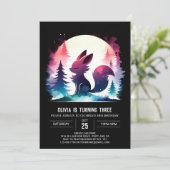 Adortable Fantasy Wolf Birthday Einladung (Stehend Vorderseite)