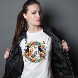 "Adortable Floral cat T-Shirt