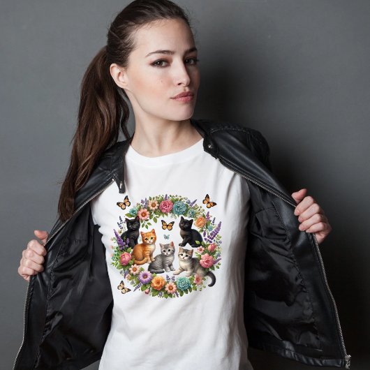 "Adortable Floral cat T-Shirt