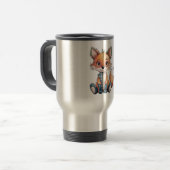 Adortable Floral Patchwork Fox Reisebecher (Vorderseite Links)