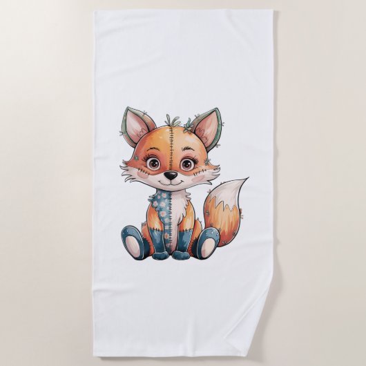 Adortable Floral Patchwork Fox Strandtuch (Vorderseite)