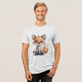 Adortable Floral Patchwork Fox Tri-Blend Shirt (Vorderseite voll)