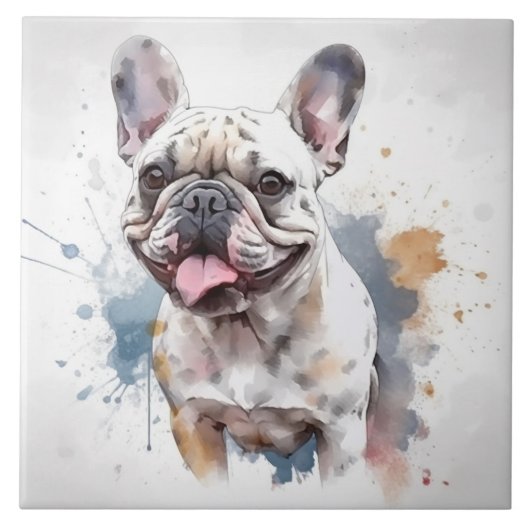Adortable French Bulldog Watercolor Pet Fliese (Vorderseite)