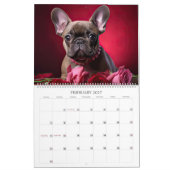 Adortable French Bulldogs mit Blume Kalender (Feb 2027)