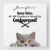Adortable Funny Cat Wall Clock Quadratische Wanduhr (Vorderseite)