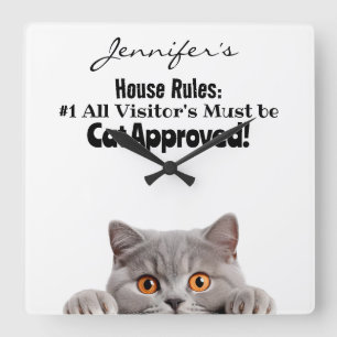Adortable Funny Cat Wall Clock Quadratische Wanduhr