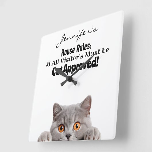 Adortable Funny Cat Wall Clock Quadratische Wanduhr (Winkel)