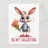 Adortable Funny Niedlich Valentine Rabbit Postkarte (Vorderseite)