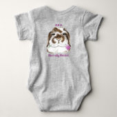 Adortable Fuzzy Lop Rabbit mit rosa Tulip Baby Strampler (Rückseite)