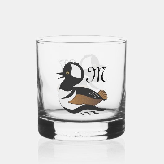 Adortable gehobene Merganser Duck Swimming Whiskyglas (Rückseite)