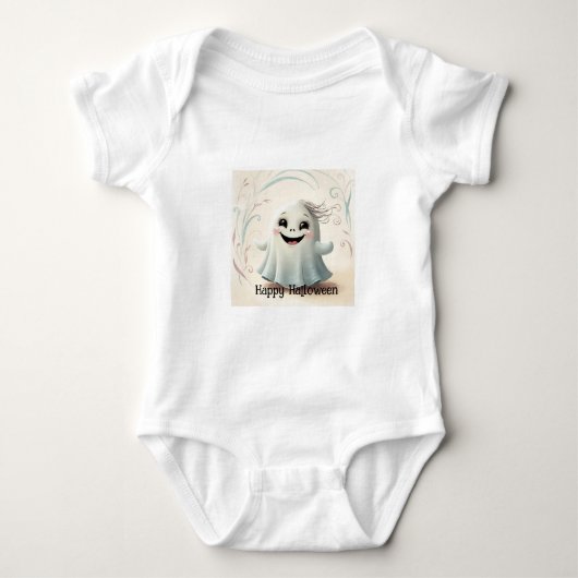 Adortable Ghosting Friend Halloween Design Baby Strampler (Vorderseite)