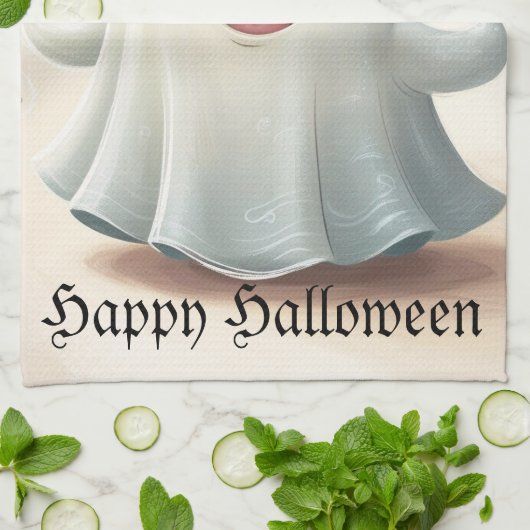 Adortable Ghosting Friend Halloween Design Geschirrtuch (Gefaltet)