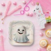Adortable Ghosting Friend Halloween Design Pappteller (Party)