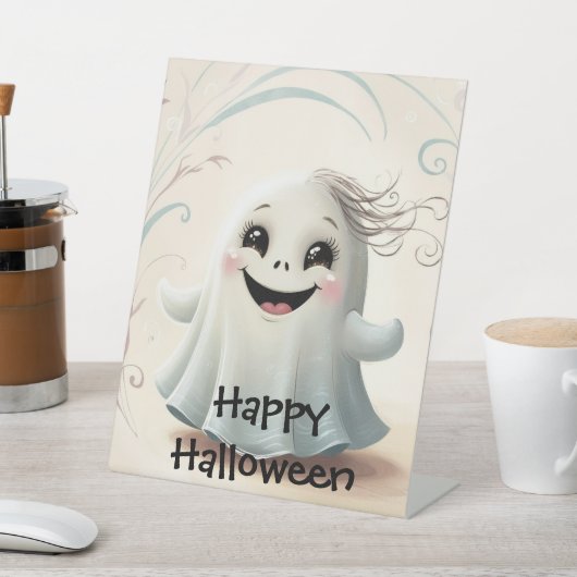 Adortable Ghosting Friend Halloween Design Sockelschild (In SItu)
