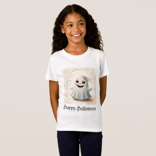 Adortable Ghosting Friend Halloween Design T-Shirt (Vorne ganz)
