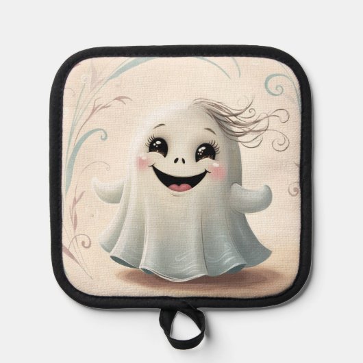 Adortable Ghosting Friend Halloween Design Topflappen (Vorderseite)