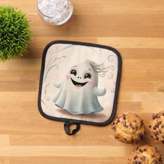 Adortable Ghosting Friend Halloween Design Topflappen (Oben Unten)