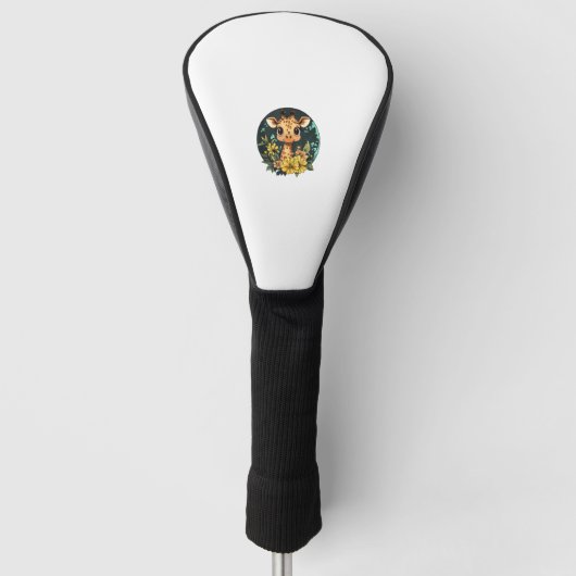 Adortable Giraffe umgeben von Blume _4 Golf Headcover (Vorderseite)