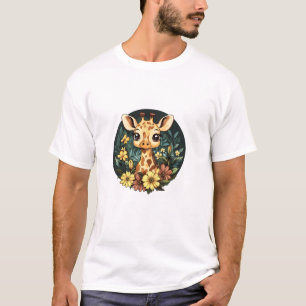 Adortable Giraffe umgeben von Blume _4 T-Shirt