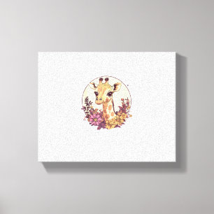 Adortable Giraffe umgeben von Blume _7 Leinwanddruck