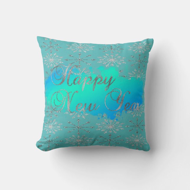 Adortable Glitterie Silver Snowflakes Kissen (Vorderseite)