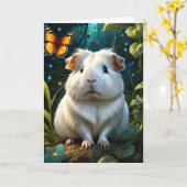 Adortable Guinea Schwein im Wald mit Schmetterling Karte (Gelbe Blume)