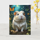 Adortable Guinea Schwein im Wald mit Schmetterling Karte (Gelbe Blume)