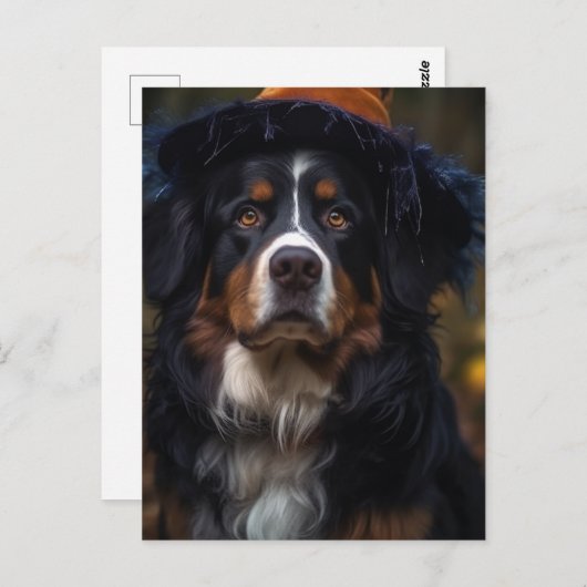 Adortable Halloween Berner Hund Postkarte (Vorne/Hinten)