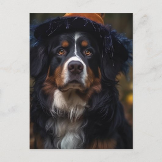 Adortable Halloween Berner Hund Postkarte (Vorderseite)