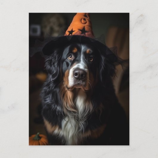 Adortable Halloween Berner Hund Postkarte (Vorderseite)