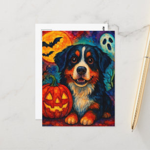 Adortable Halloween Berner Hund Postkarte
