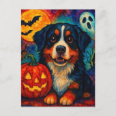 Adortable Halloween Berner Hund Postkarte (Vorderseite)