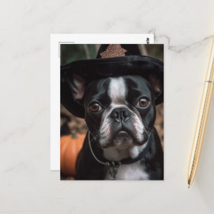 Adortable Halloween Boston Terrier Postkarte