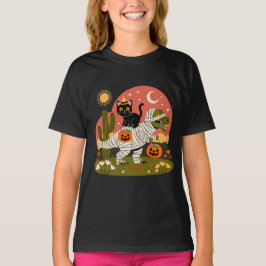 Adortable Halloween Cat on Dinosaur - Spooky Fun T-Shirt