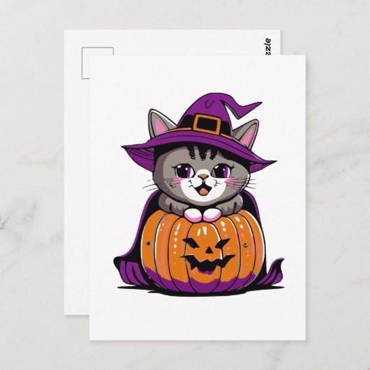 Adortable Halloween Cat Postkarte (Vorne/Hinten)