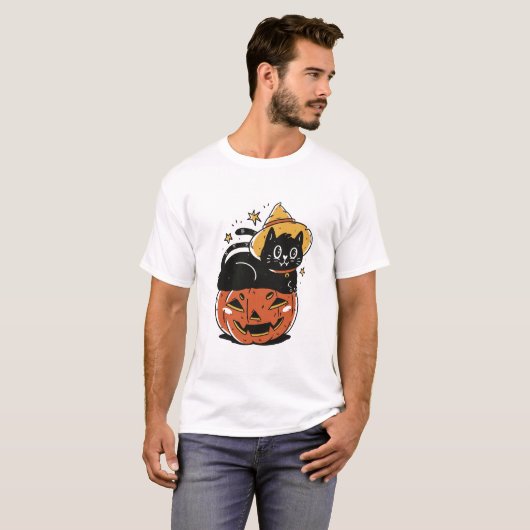 Adortable Halloween Cat T-Shirt (Vorne ganz)