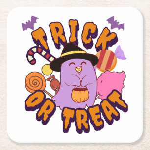 Adortable Halloween-Geistertrick oder -Treat Rechteckiger Pappuntersetzer