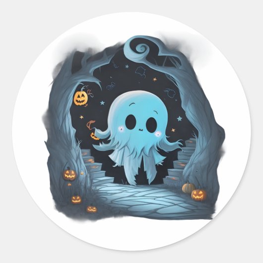 Adortable Halloween Ghost - Spooky Niedlich Ghost Runder Aufkleber (Vorderseite)