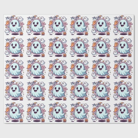 Adortable Halloween Ghost Squad & Spooky Friends Geschenkpapier (Flach)