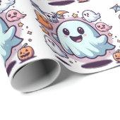 Adortable Halloween Ghost Squad & Spooky Friends Geschenkpapier (Rolleneckpunkt)