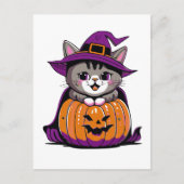 Adortable Halloween Hexenkatze Postkarte (Vorderseite)