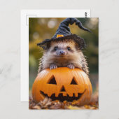 Adortable Halloween-Igel Postkarte (Vorne/Hinten)