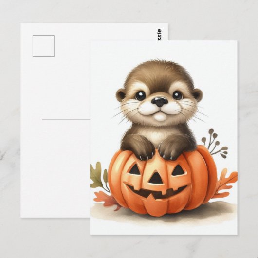 Adortable Halloween Otter Postkarte (Vorne/Hinten)