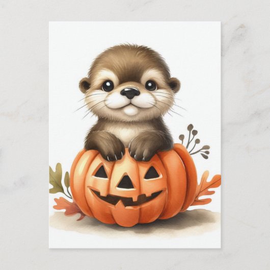 Adortable Halloween Otter Postkarte (Vorderseite)