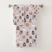 Adortable Halloween Owls Pattern Badhandtuch Set (Insitu)