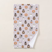 Adortable Halloween Owls Pattern Badhandtuch Set (Handtuch)